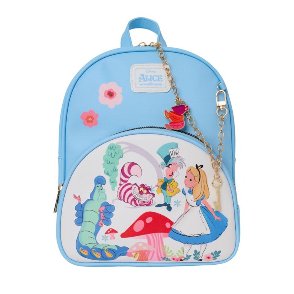 Alice in Wonderland Mini Backpack Disney Bag with Detachable Charm Cheshire Cat